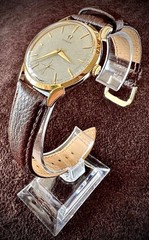 Collectible 1940s 14K Gold Omega Deville Trésor With Buffalo Calf Leather Strap