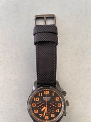 Seiko Chronograph Solar Quartz Chronograph WR100 Black/Orange Dial 42mm Strap