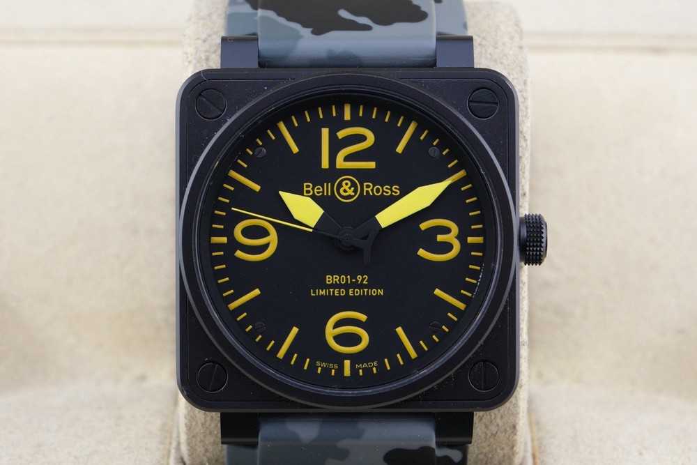 Bell & Ross Aviation BR01-92-S Black & Yellow Dial 46mm Limited Ed Camo Band