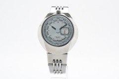 [EXC+5] SEIKO ALBA AKA V707-0A10 42mm Blue Dial Silver Quartz Men’s Watch JAPAN