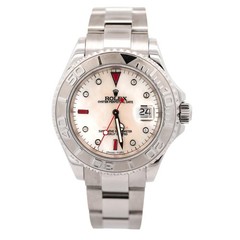 Rolex Yachtmaster 16622 40mm Platinum Bezel Ruby Gem Dial Steel Oyster Watch