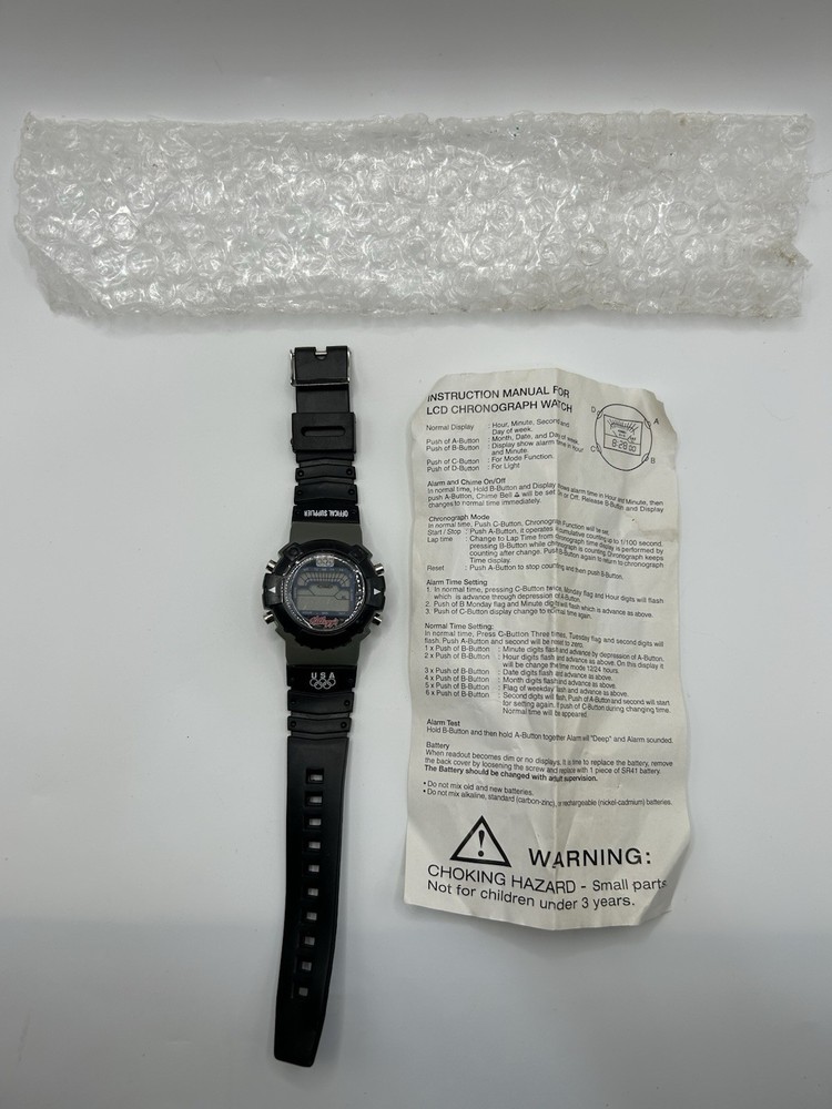 Vintage Kellogg’s USA Olympic LCD Chronograph Watch Digital W/ Manual