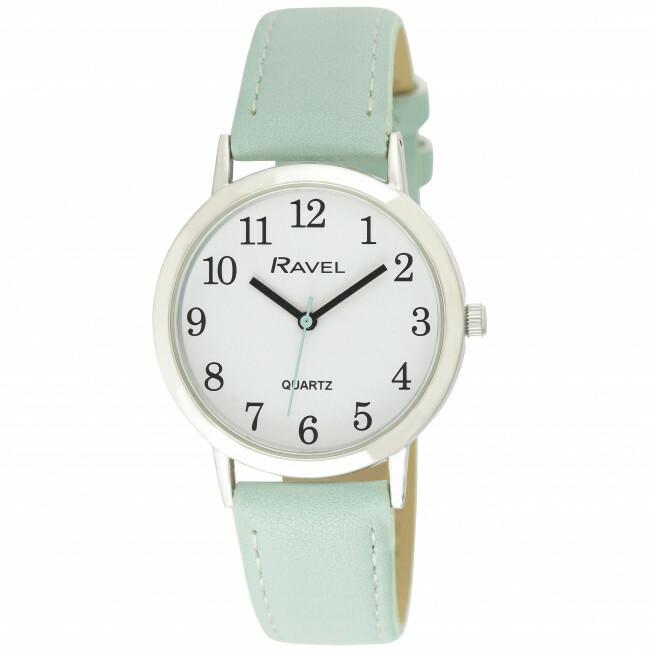 Ravel Women’s Pastel Mint Green Strap Everyday Clear Read Watch (36mm case) New