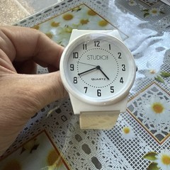 Unisex Large 45mm White Studio Time Anolog Watch, New Battery Ships Now