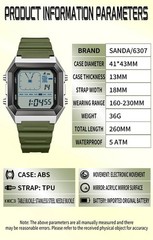SANDA Men’s Digital Sports Watch Waterproof Luminous Chronograph Silicone