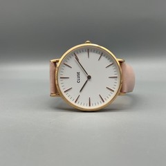 Cluse Womens Watch 38mm Rose Gold Tone White Dial Pink Leather New Battery