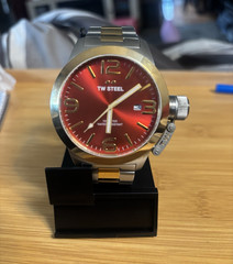 TW Steel CB72 Quartz 45mm Red Dial Two-Tone Stainless Bracelet Date