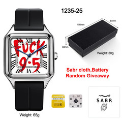 Fashionable and Elegant Neutral Stainless Steel Alloy Square Dial Silicone Strap