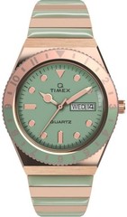 Timex Q TW2V38700 Women’s Analog Watch Rose Gold-Tone Green Steel Bracelet