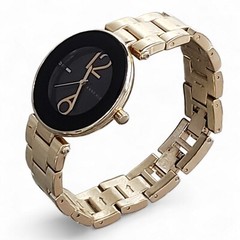 Anne Klein Gold Tone Black Dial Water Resistant 100 Feet Women’s Watch AK/1074