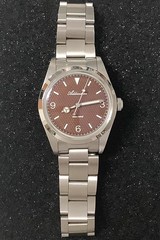EXCELLENT ADDIESDIVE AD2096 36MM QUARTZ WATCH * BROWN TEXTURED DIAL * USA SELLER