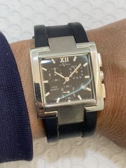 Vintage Paul Versan Watch Square Quartz Black Dial Chronograph Watch