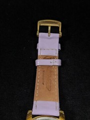 Deporte Womens Purple Leather Stripe Gold Tone Round Case Watch 40mm