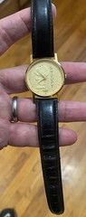 Vintage Armitron Snoopy Peanuts Mens Watch 32mm 1958 Gold Tone Embossed