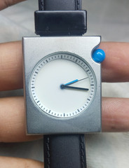 The Azure Horizon Arctic White & Midnight Blue Rectangle Wrist Watch for Mens