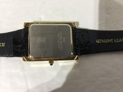 Vintage Jules Jurgensen Diamond Tank Genuine Leather Men’s Dress Watch Working!