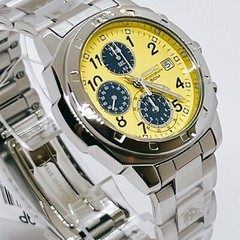 SEIKO SND409 Chronograph Yellow × Navy Stainless Steel Quartz Watch Men’s
