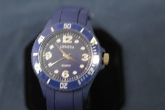 Geneva Blue Wristwatch 3/4″ wide Silicone Band 1 1/2″ Round Face