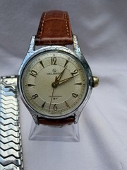 Helbros Invincible Vintage 1950s Manual Wind 17J Anti-Magnetic Silver Dial