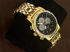 BRAND NEW IceTime 40mm Men’s Yellow Gold Steel 0.10ct Diamonds Black Dial 03184