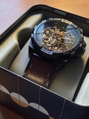 Fossil Black 40mm Steel Automatic Men’s Watch With Tin Box And Papers Works
