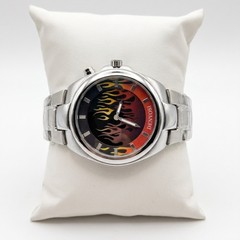 [US STOCK] Retro Red Flame Dial Watch Vintage Y2K Style Mens Quartz Wristwatch