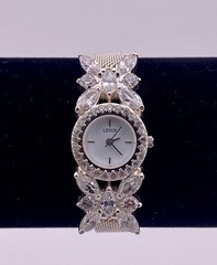 VTG Lenox 925 Sterling Silver The Crystal Butterfly Watch W/ Fully Adjustable.
