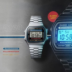 Casio A168WA-1WDF Vintage Stainless Steel Digital Unisex