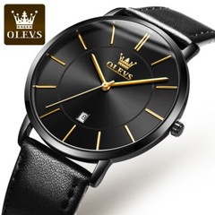 OLEVS Watch 30m Waterproof Ultrathin Quartz Wristwatch Leather Band Men Women