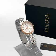 Bulova 98P200 Lady Sutton White-Rose Gold Diamond Quartz Women’s Watch 28mm New