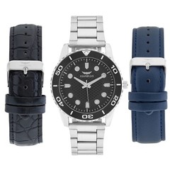 Gianello Regal Two Tone Interchangeable 3 Strap Watch Set
