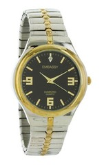 NIB Embassy Dimond Men TWO Tone GOLD Bezel Analog Quartz Watch GEM013