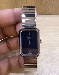 Tissot 1853 Swiss Made Quartz Watch Black Dial Roman Rectangular Steel Bracelet