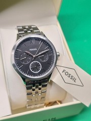 Fossil Men’s Analog Multi-Dial Watch, Black Dial, Silver Stainless Bracelet