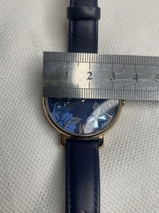 Fossil Floral Jacqueline Blue Rose Gold Watch Leather Band Engraved Music Note