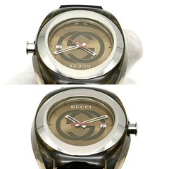 GUCCI SYNC 137.1 Men’s Quartz Gold Dial Rubber Strap Date Watch 45.4mm