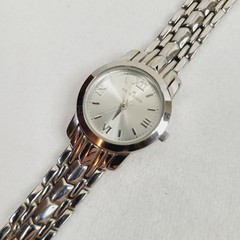 Anne Klein Bracelet Watch Silver Tone White Face Quartz Working Folding Clasp 7″