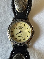 Vintage Silver Creek Western Concho Leather Watch Southwestern Quartz Need Batt.