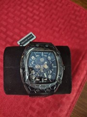 Philipp Plein The Skeleton Automatic Skeleton Dial Tonneau Black Rubber Strap