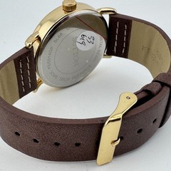 Sutton Quartz Watch Men 40mm Gold Tone Black Military Dial Analog New Battery