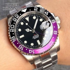 40mm NH34A 200M Waterproof Sapphire Glass NH34 GMT Automatic Diver Watch Purple