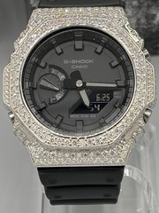 Custom Casio G-Shock GA2100-1A1 Iced Moissanite Watch – 925 Sterling Silver