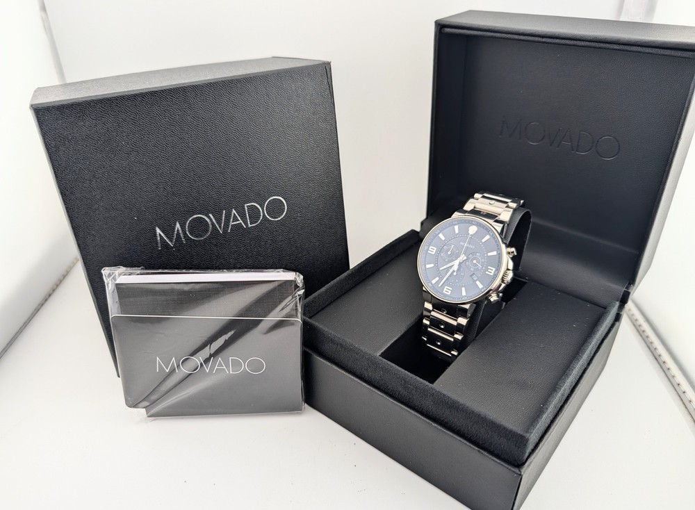 Movado Men’s SE Pilot 42mm SS Chrono W Sil/Blk Dial; #42.1.14.1225~July Special