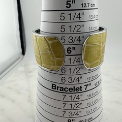 Osirock Watch Mother of Pearl Dial Yellow Reptile Hinged Cuff – Has New Battery