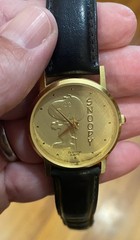 Vintage Armitron Snoopy Peanuts Mens Watch 32mm 1958 Gold Tone Embossed