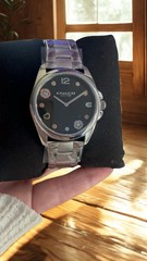 Coach Greyson 36mm Black Dial Silver Tea Rose Crystal Quartz Watch