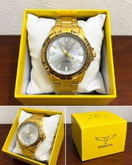Invicta Pro Diver Men’s Gold Tone SS Quartz Watch 45mm Silver Dial Box