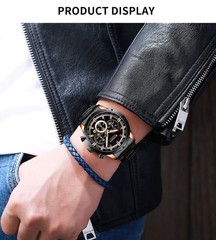 CURREN Men Watch with Second-Dials Chronograph Wristwatch Steel Quartz Watches