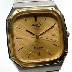 Seiko Chronos Quartz 7731-5130 Two-Tone Gold Dial Men 31.5mm 1988
