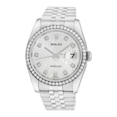ROLEX Stainless Steel 36mm Datejust Factory Diamond 116244 Box Warranty MINTY
